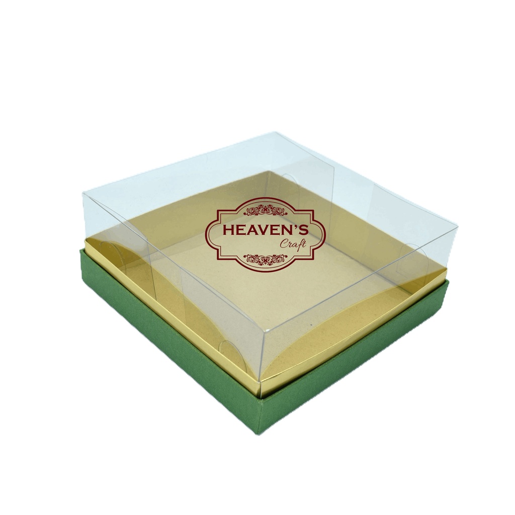 Box spiku / lapis legit tutup mika 18X18X7 list emas