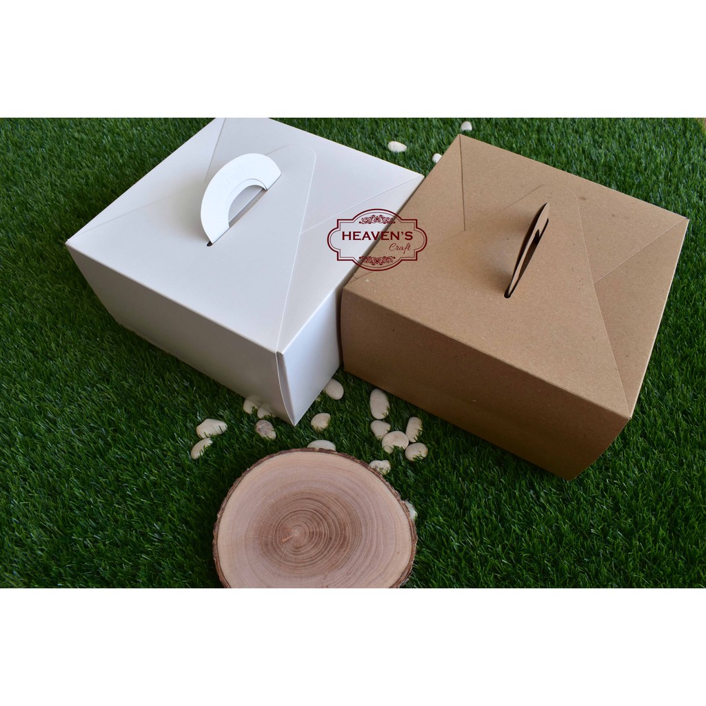 Box cake/tart handle ivory/kraft (1pcs)