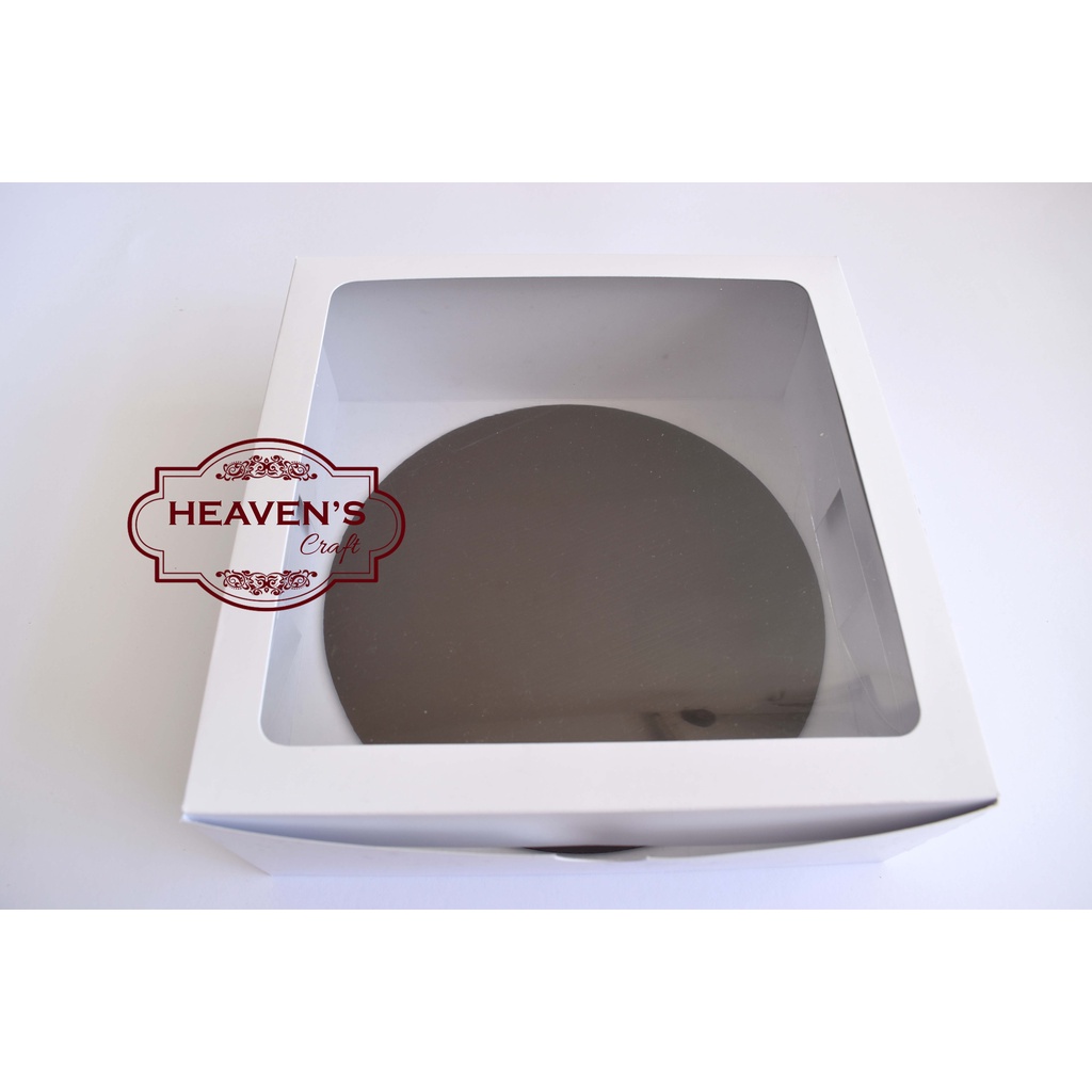 Box cake/tart tutup mika 25X25X10 + Tatakan (1pak = 5pcs)