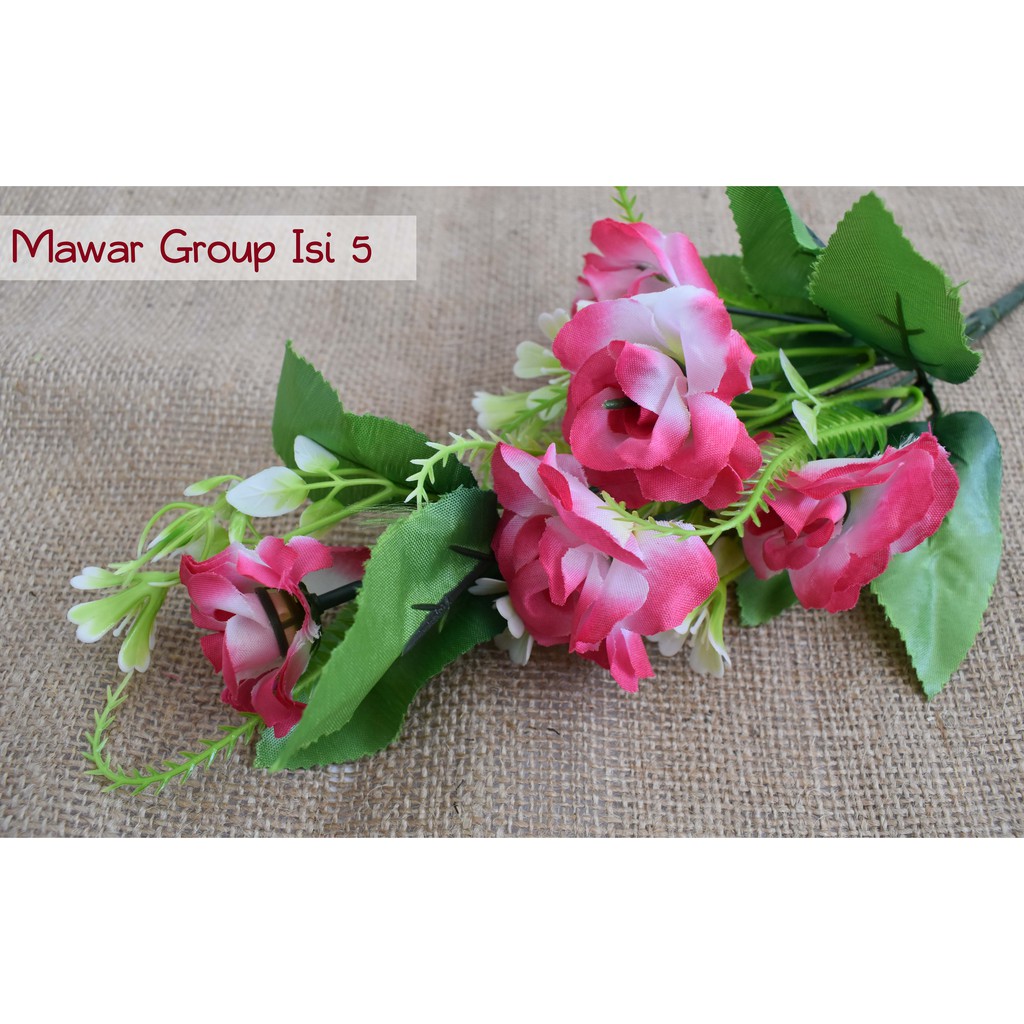 Bunga mawar group artificial isi 5 kuntum