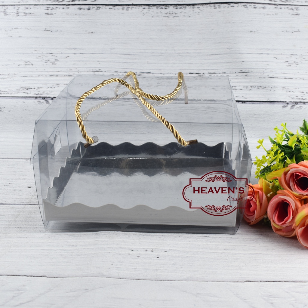 Box tenteng mika transparan/cake/tart/roll cake persegi